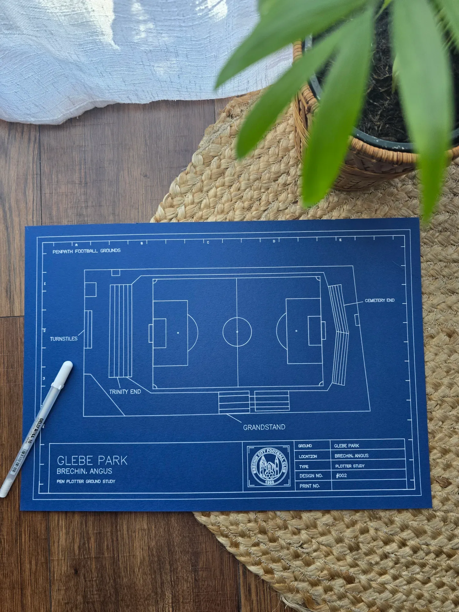 Pen-plotted artwork of Glebe Park